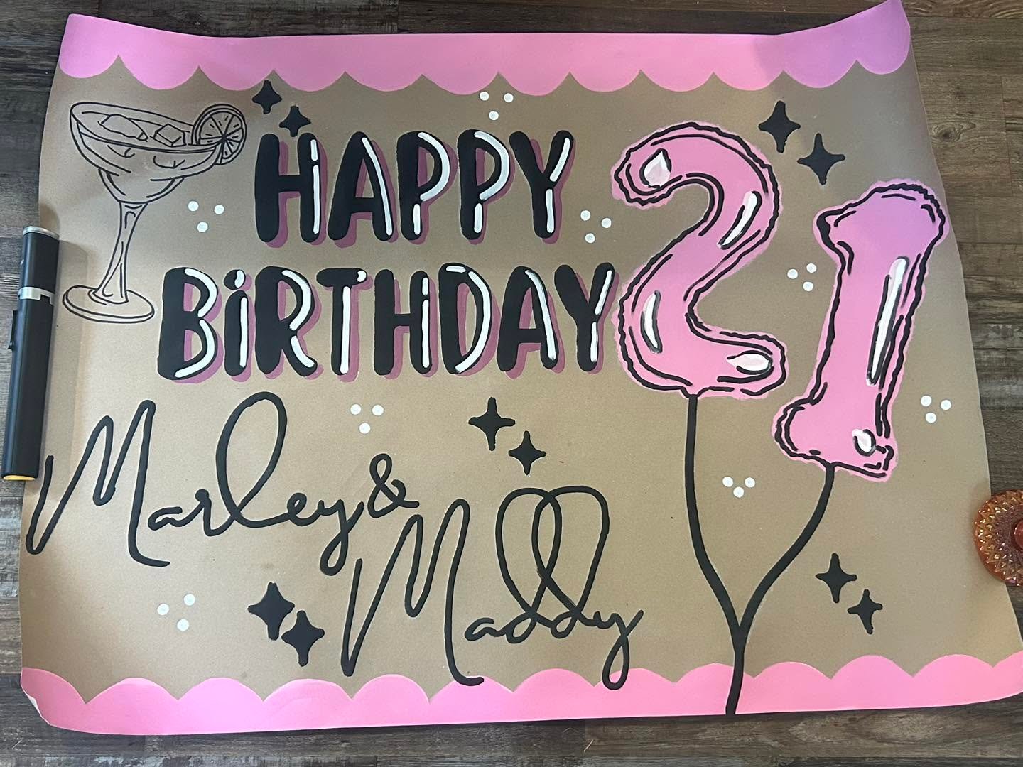 Hand-painted birthday banner by Banner Barn