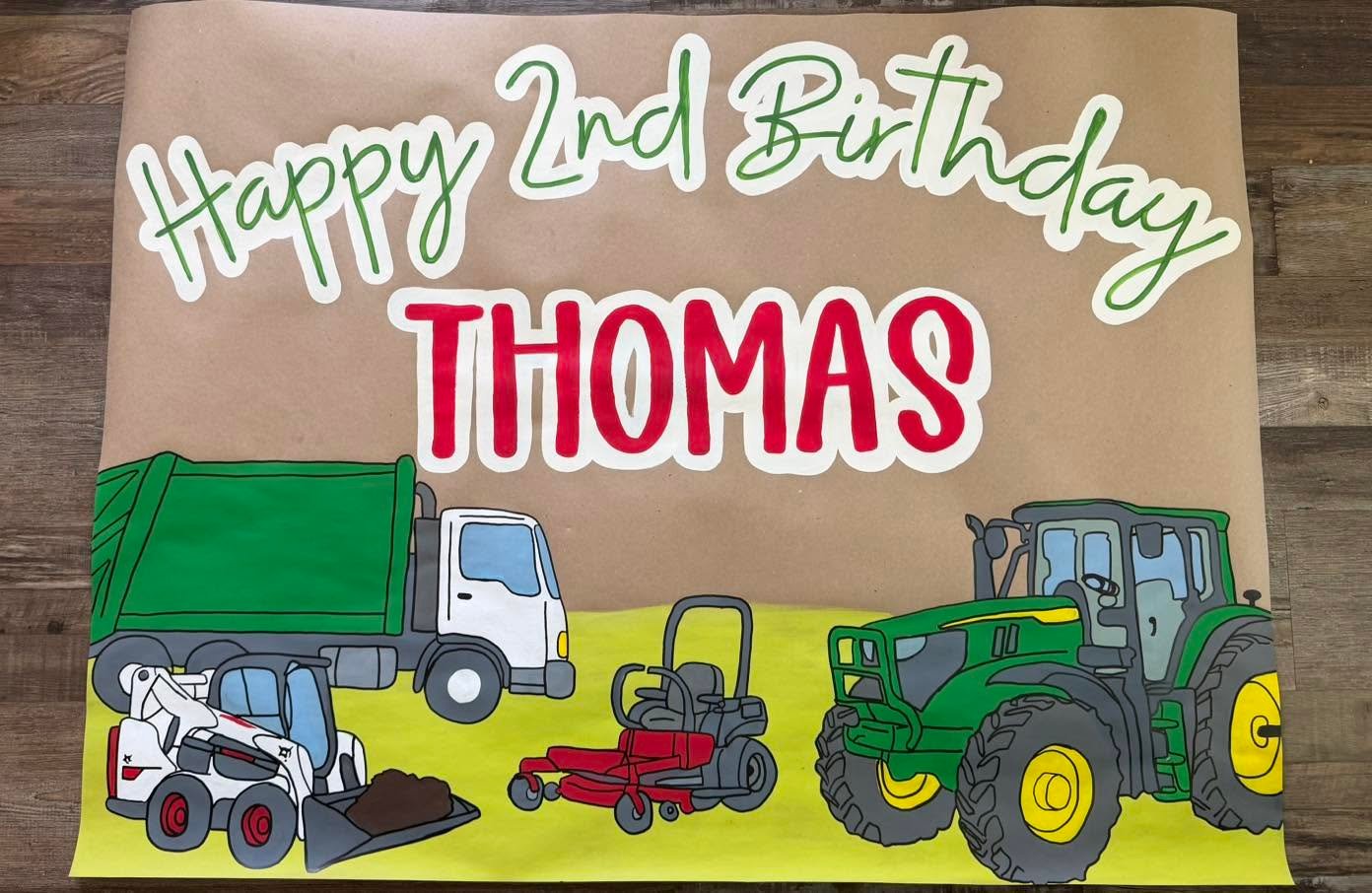 Hand-painted birthday banner by Banner Barn