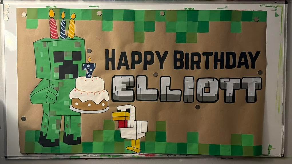 Hand-painted birthday banner by Banner Barn