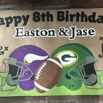 Hand-painted birthday banner by Banner Barn